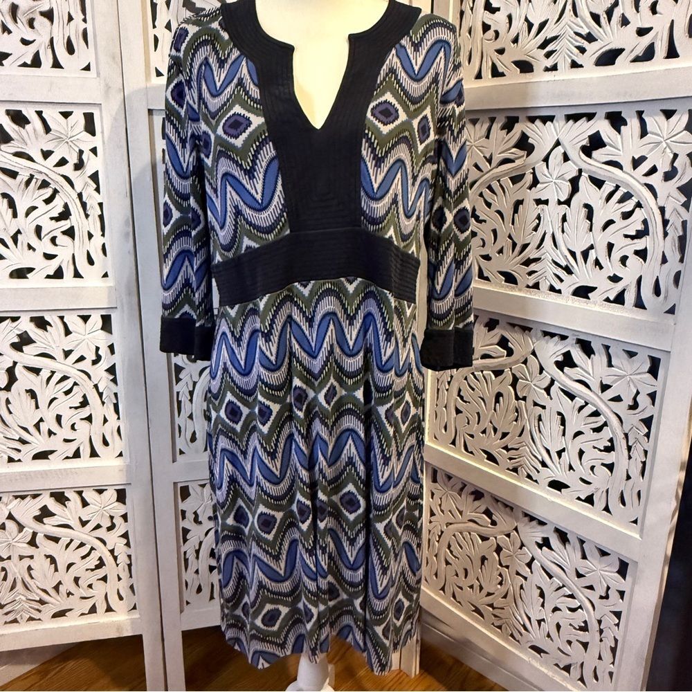 Tory Burch Purple and Blue Sheath Dress with Dolman Sleeves Sz XL